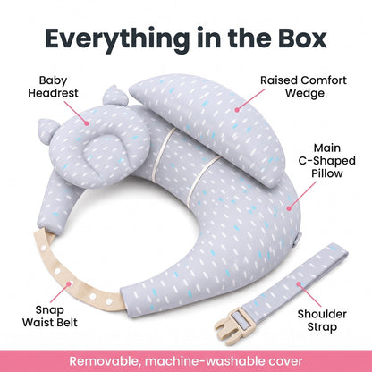 Everything in the box: pillow, head pillow, waist belt and shoulder strap