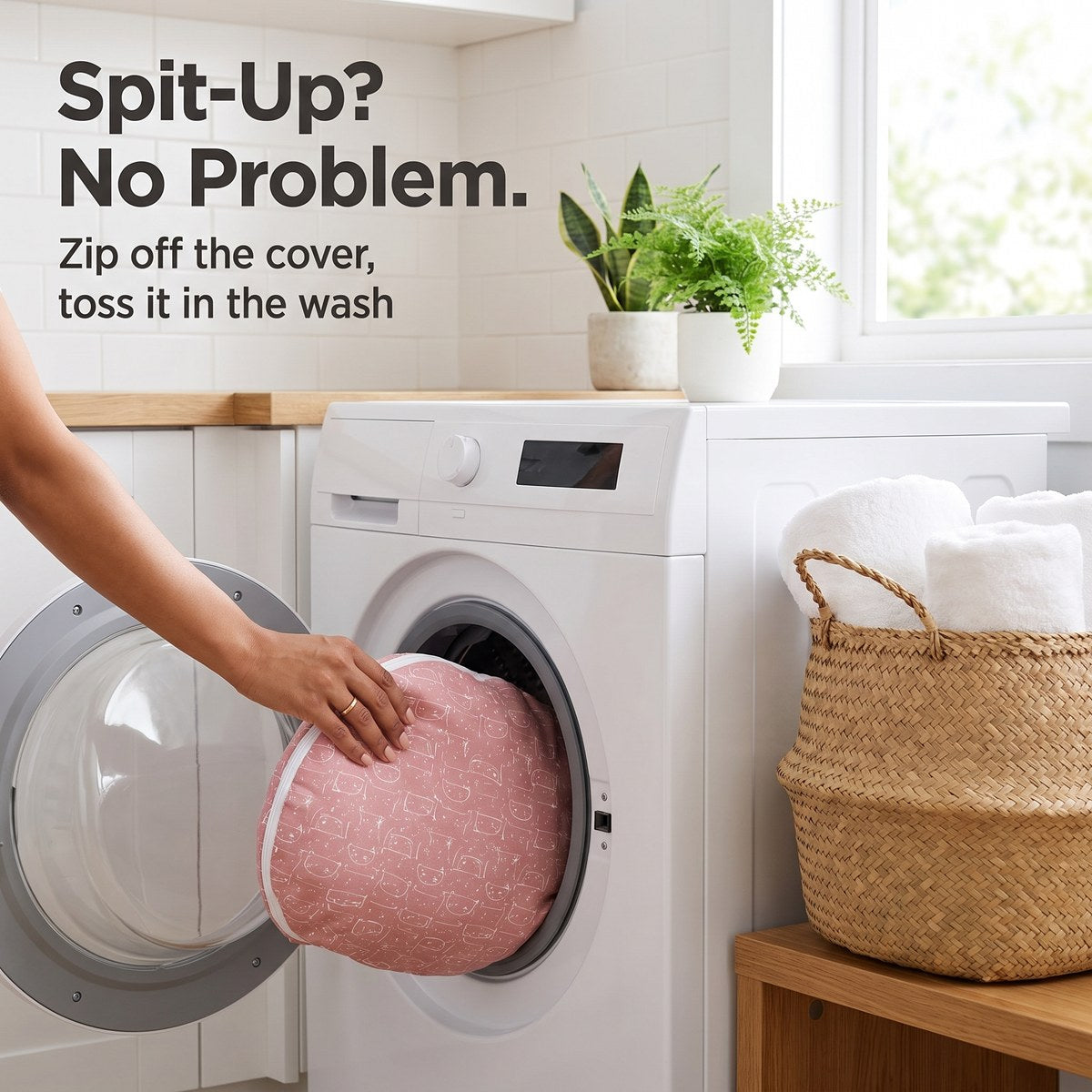 Zip off the cover and wash it